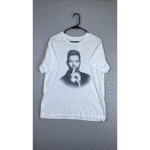 Ricky Martin Shirt Mens Large White U.S. Tour 2021 Portrait Graphic Tee T-Shirt